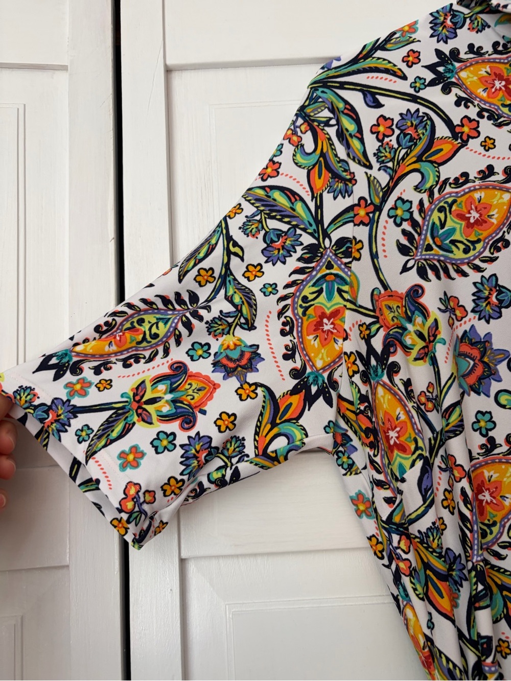 1. State White Maxi Dress with Multicolor Floral Paisley Print - Picture 3 of 9